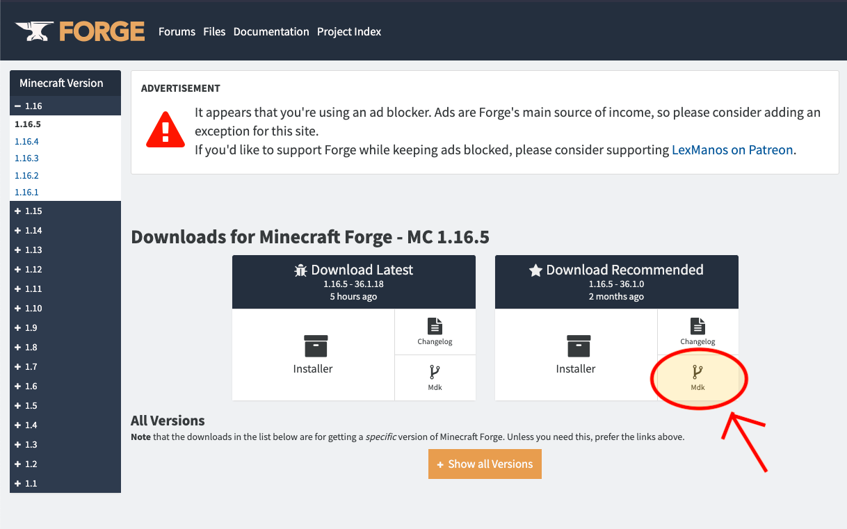forge mdk download page