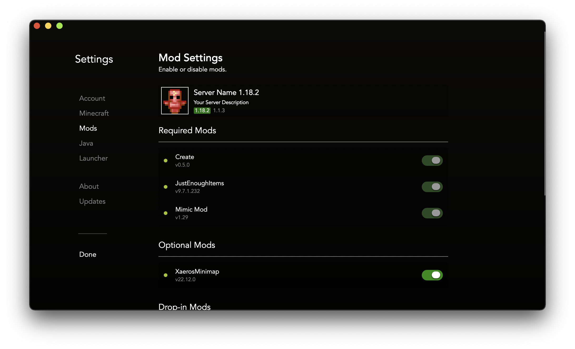 add a custom page in custom minecraft launcher